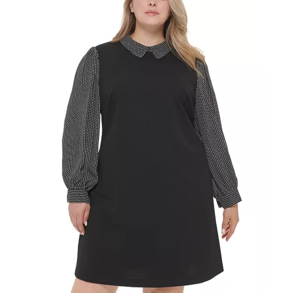 TOMMY HILFIGER PLUS SIZE LONG SLEEVE SHIFT DRESS